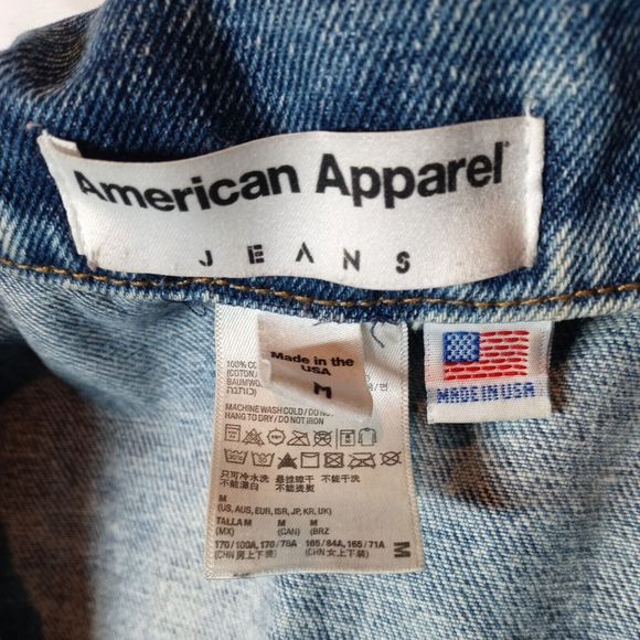 American Apparel blue denim distressed jean jacket women's size M 90s/Y2k - Picture 2 of 10